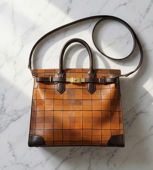 Checkered Leather Carryall