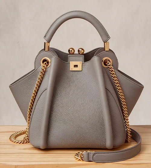 Pebbled Grey Satchel