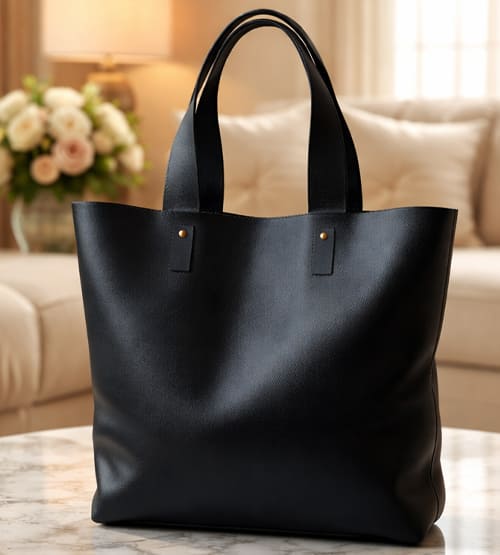 Textured Black Tote 4